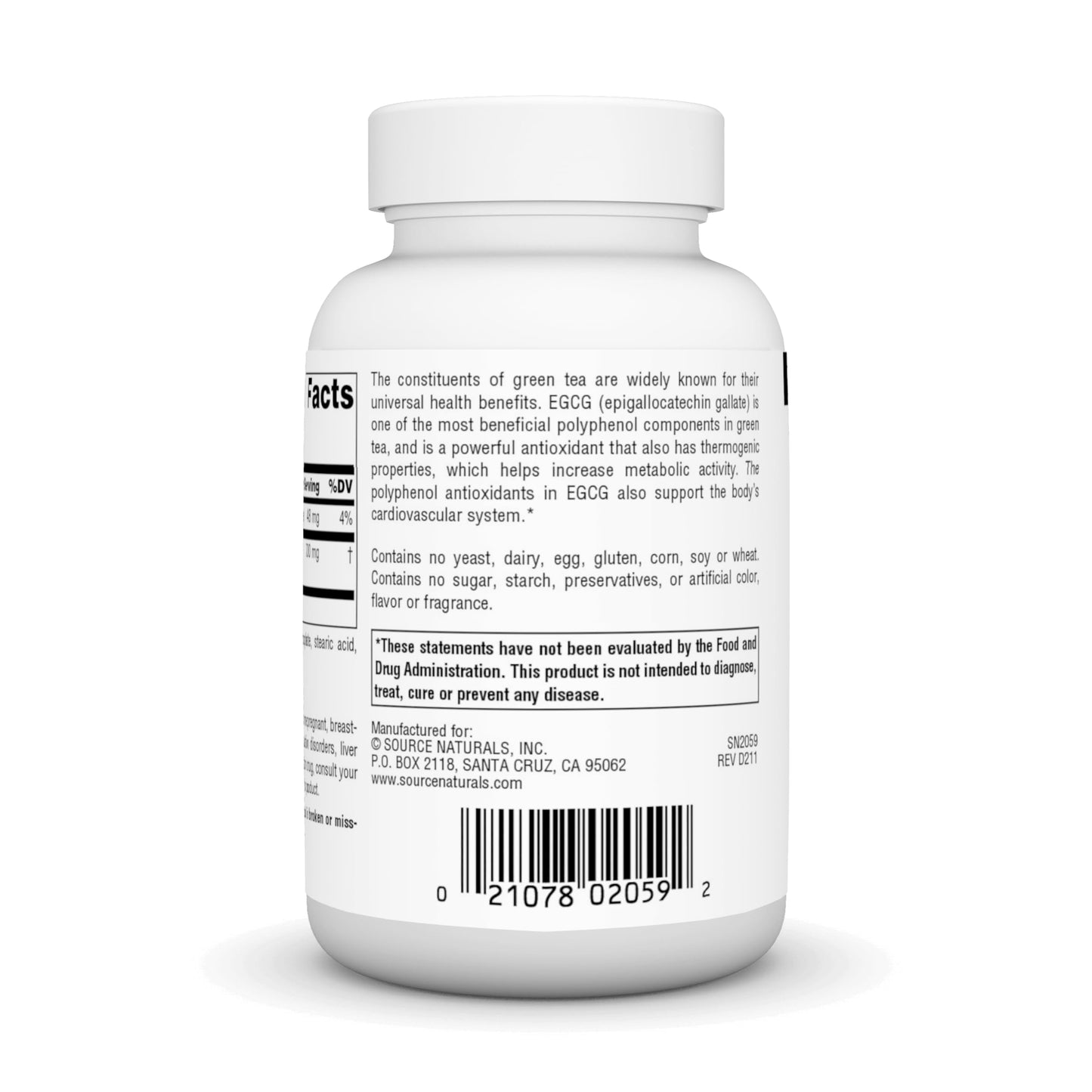 Pre-Order | Arrives in 5–10 Days – Source Naturals EGCG, Antioxidant and Thermogenic Activator from Green Tea*, 350 mg - 120 Tablets