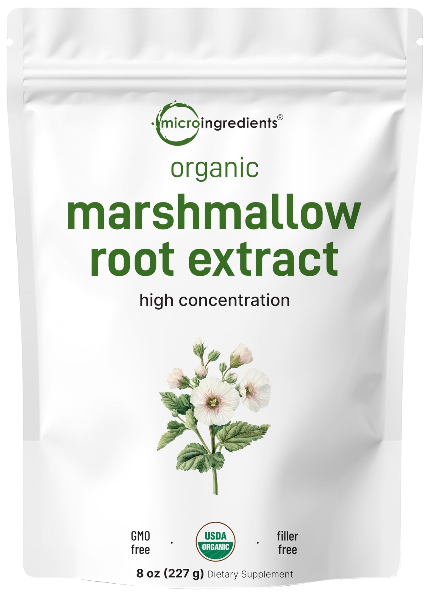 Pre-Order | Arrives in 5–10 Days – Micro Ingredients Organic Marshmallow Root Powder, 8 Ounce, Filler Free and Traditionally Used, Supports Digestive Gastrointestinal Health, Non-Irradiated and No GMOs, Vegan Friendly