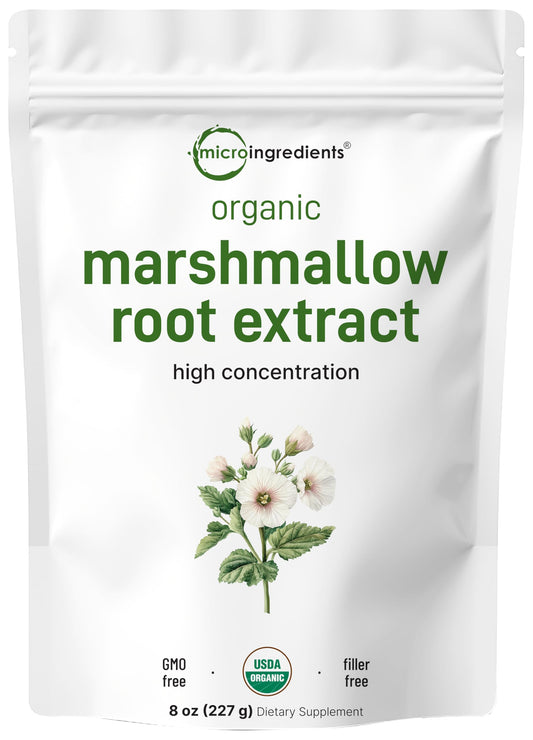 Pre-Order | Arrives in 5–10 Days – Micro Ingredients Organic Marshmallow Root Powder, 8 Ounce, Filler Free and Traditionally Used, Supports Digestive Gastrointestinal Health, Non-Irradiated and No GMOs, Vegan Friendly