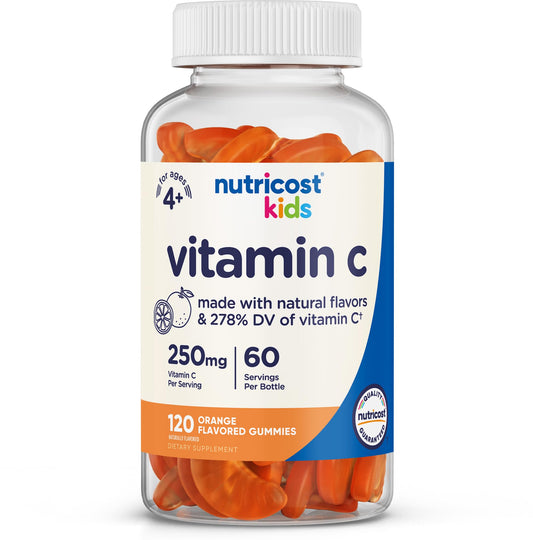 Pre-Order | Arrives in 5–10 Days – Nutricost Kids Vitamin C Gummies (250mg), 120 Gummies - Natural Flavors, Natural Colors, Gluten Free, No Corn Syrup, 60 Servings