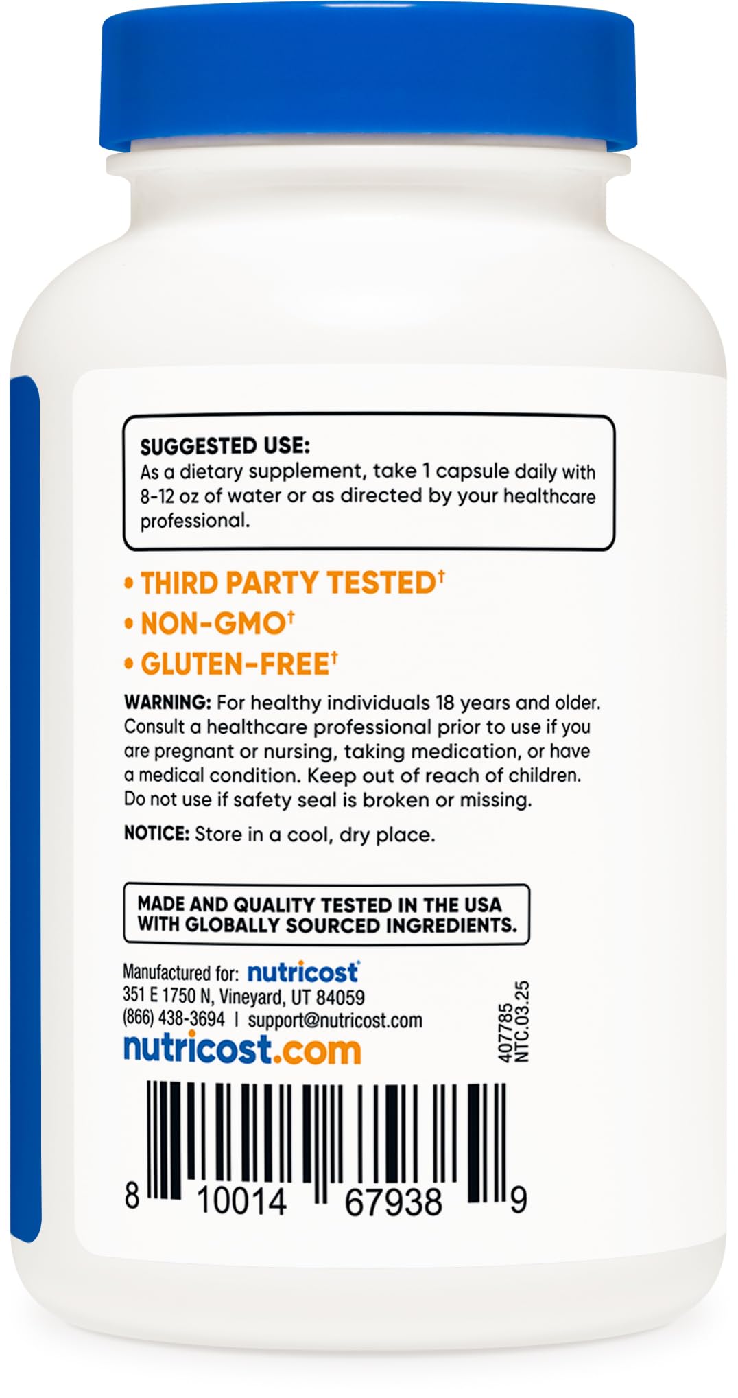 Pre-Order | Arrives in 5–10 Days – Nutricost L-Tryptophan 500mg, 120 Capsules - with BioPerine, Gluten Free, Non-GMO