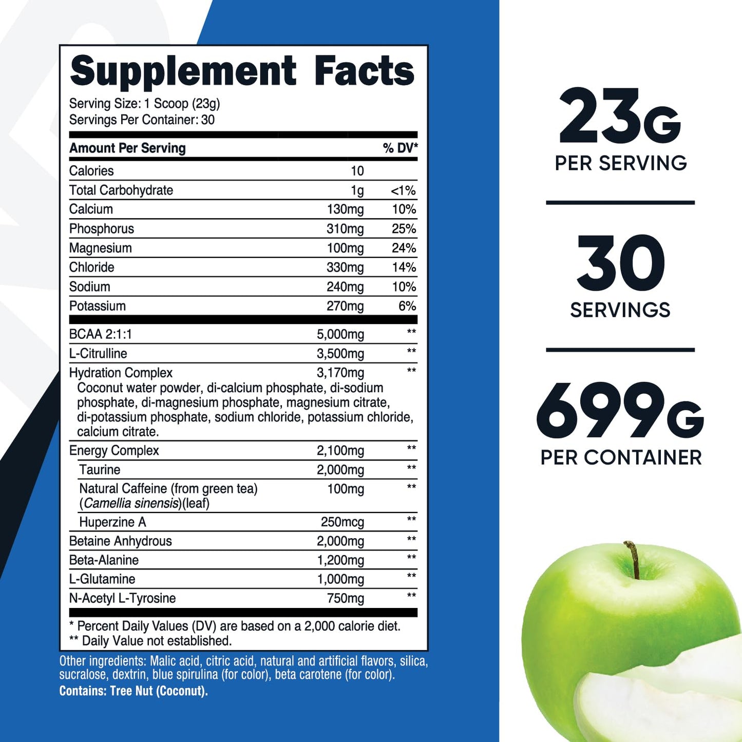 Pre-Order | Arrives in 5–10 Days – Nutricost Intra Workout Powder, 30 Servings (Green Apple) - Non-GMO, Gluten-Free Supplement
