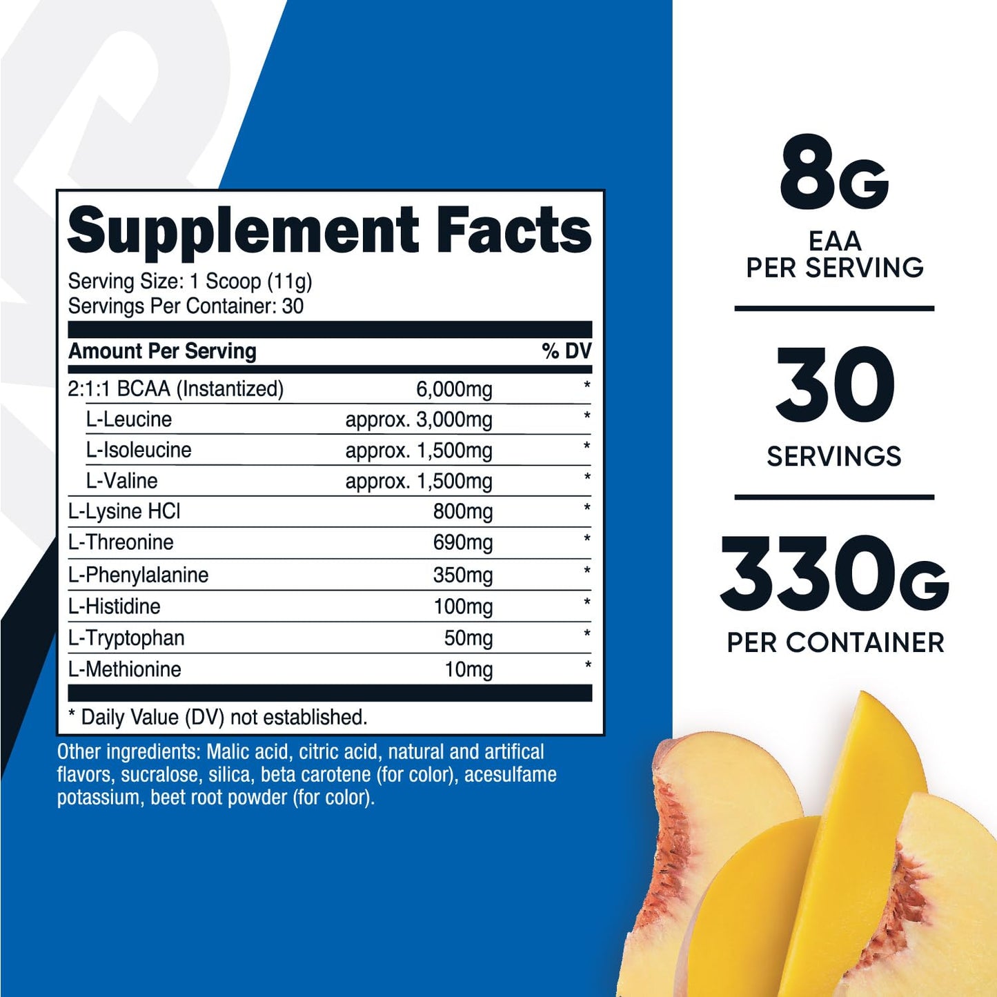 Pre-Order | Arrives in 5–10 Days – Nutricost EAA Powder 30 Servings (Peach Mango) - Essential Amino Acids - Non-GMO, Gluten Free, Vegetarian Friendly