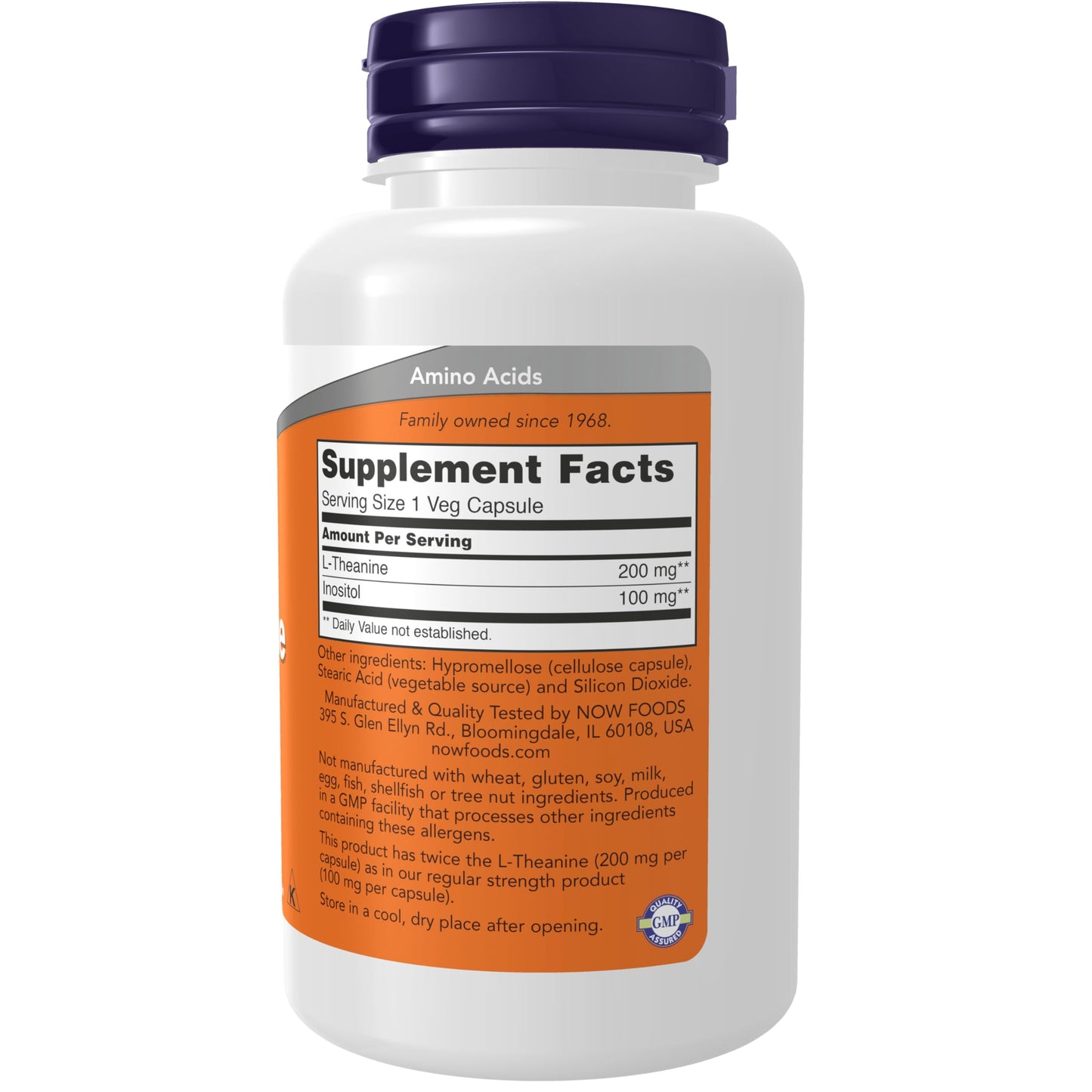 Pre-Order | Arrives in 5–10 Days – NOW Foods Supplements, L-Theanine 200 mg with Inositol, Stress Management*, 120 Veg Capsules