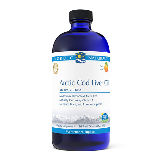 Pre-Order | Arrives in 5–10 Days – Nordic Naturals Pro Arctic Cod Liver Oil, Orange - 16 oz - 1060 mg Total Omega-3s with EPA & DHA - Heart & Brain Health, Healthy Immunity, Overall Wellness - Non-GMO - 96 Servings