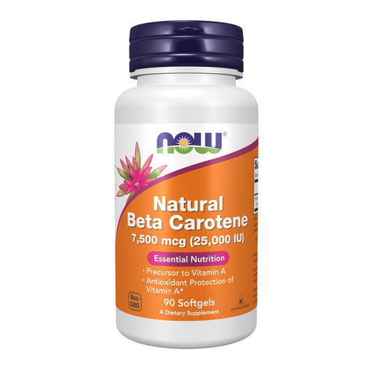 Pre-Order | Arrives in 5–10 Days – NOW Foods Supplements, Natural Beta Carotene 25,000 IU, Essential Nutrition, 90 Softgels