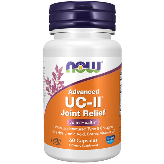 Pre-Order | Arrives in 5–10 Days – NOW Foods Supplements, UC-II Advanced Joint Relief with Undenatured Type II Collagen, plus Hyaluronic Acid, Boron, Vitamin D-3, 60 Veg Capsules