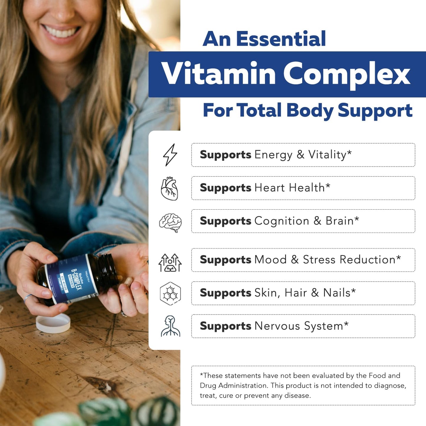Pre-Order | Arrives in 5–10 Days –
BioActive Vitamin B Complex - Blood Stream Ready, Methylated B Complex - Featuring Methylfolate, 3 BioActive Forms of B12, BenfoPure® B1 & Pantesin® B5 - 12 B Vitamins in Clinical Doses - 60 Servings
