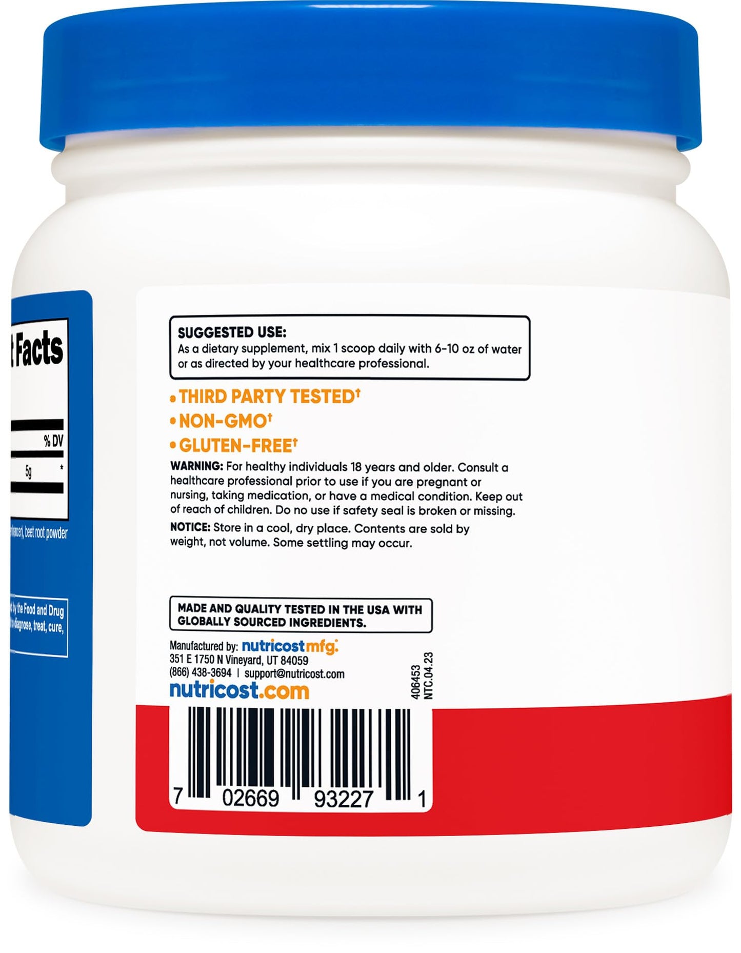 Pre-Order | Arrives in 5–10 Days – 
Nutricost L-Glutamine Powder 500 Grams (Fruit Punch)