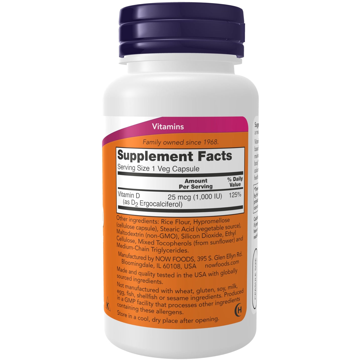 Pre-Order | Arrives in 5–10 Days – NOW Foods Supplements, Vitamin D 1,000 IU Dry, High Potency, Strong Bones*, Structural Support*, 120 Veg Capsules