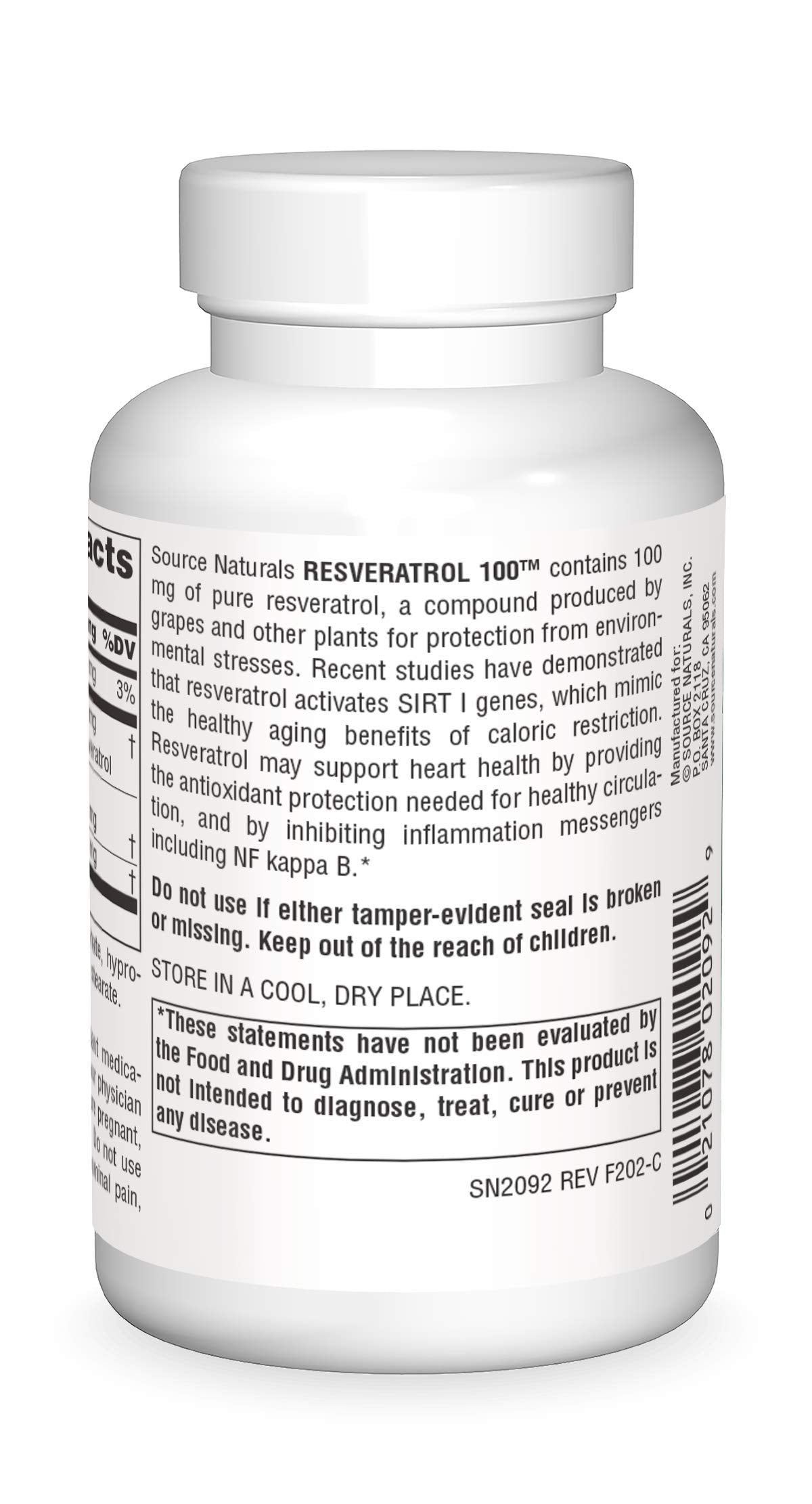 Pre-Order | Arrives in 5–10 Days – Source Naturals Resveratrol 100, for Heart and Healthy Aging* 100 mg - 120 Vegetarian Capsules