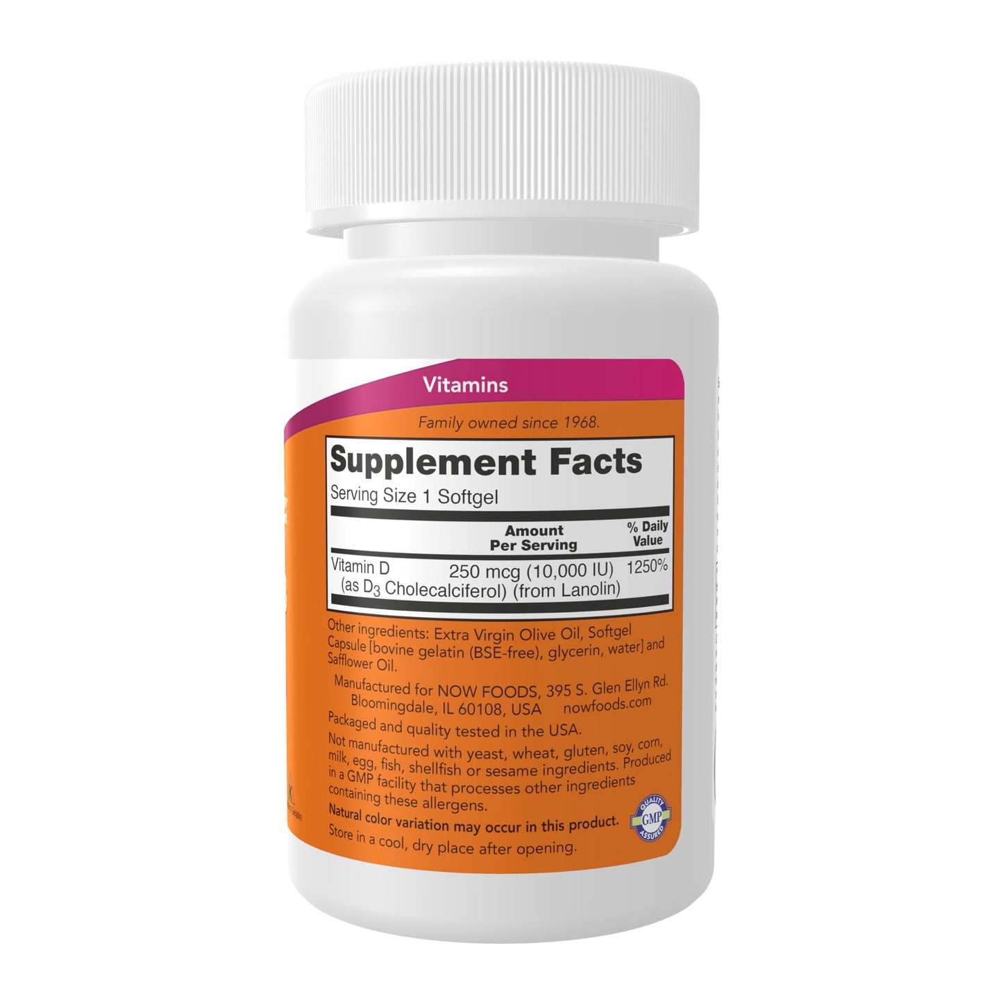Pre-Order | Arrives in 5–10 Days – NOW Foods Supplements, Vitamin D-3 10,000 IU Softgels, Vitamin D, Joint Support, 240 Softgels