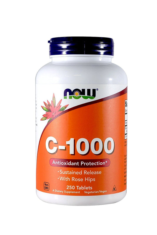 Pre-Order | Arrives in 5–10 Days – Now Foods Vitamin C-1000 Sustained Release with Rose Hips 250 Tabs (500 (250 X 2))