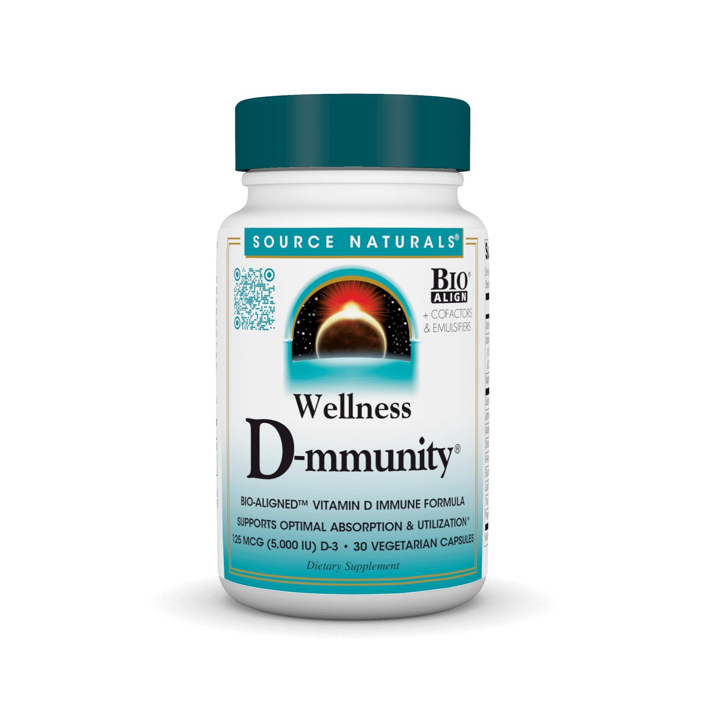 Pre-Order | Arrives in 5–10 Days – Source Naturals Wellness D-mmunity, Bio-Aligned Vitamin D Immune Formula, Supports Optimal Absorbtion and Utilization*, 125 mcg (5,000 IU) D-3-30 Vegetarian Capsules