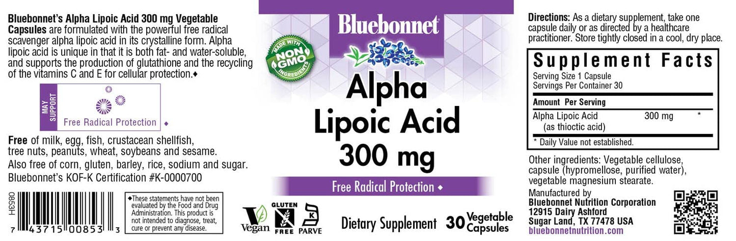 Pre-Order | Arrives in 5–10 Days – BLUEBONNET NUTRITION ALPHA LIPOIC ACID 300 mg