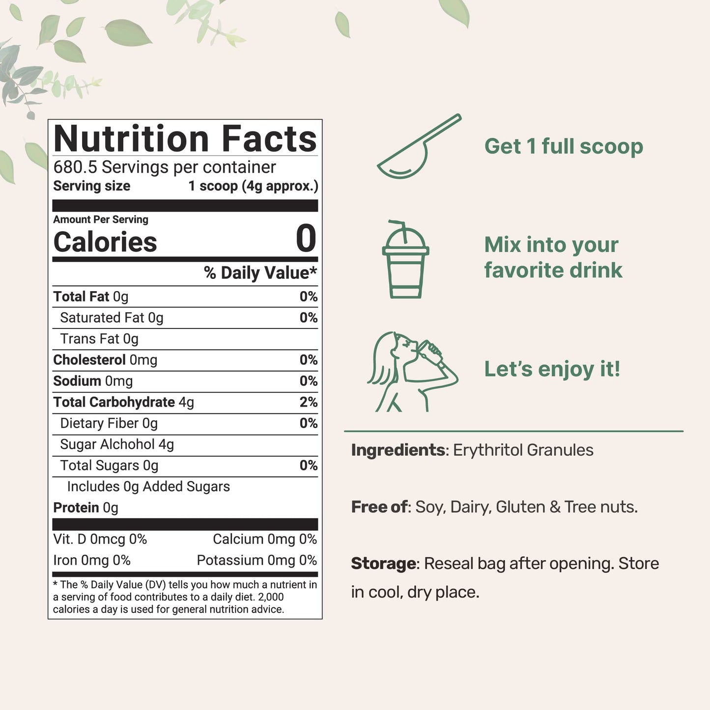Pre-Order | Arrives in 5–10 Days – Erythritol Granules, 6 Pounds (96 Ounce), 1:1 Sugar Substitute, No After Taste, 0 Calorie, Natural Sweetener, Erythritol Keto Sugar Substitute, Non-GMO, Vegan