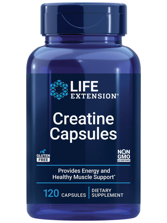 Pre-Order | Arrives in 5–10 Days – Life Extension Creatine Capsules – Creatine Monohydrate – Promotes Strength, Lean Muscle, Healthy Endurance – Non-GMO, Gluten-Free – 120 Capsules