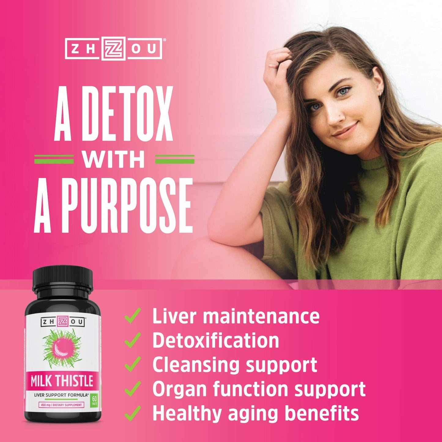 Pre-Order | Arrives in 5–10 Days – ZHOU Milk Thistle : 24: Vcp, (Btl-Plastic) 450mg 60ct