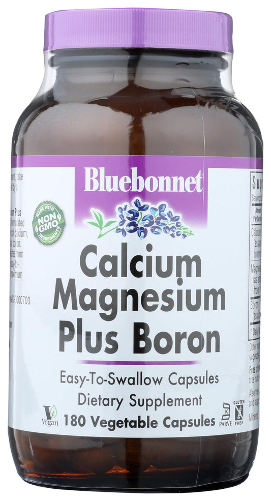 Pre-Order | Arrives in 5–10 Days – BlueBonnet Calcium Magnesium Plus Boron Vegetarian Capsules, Off-White, 180 Count