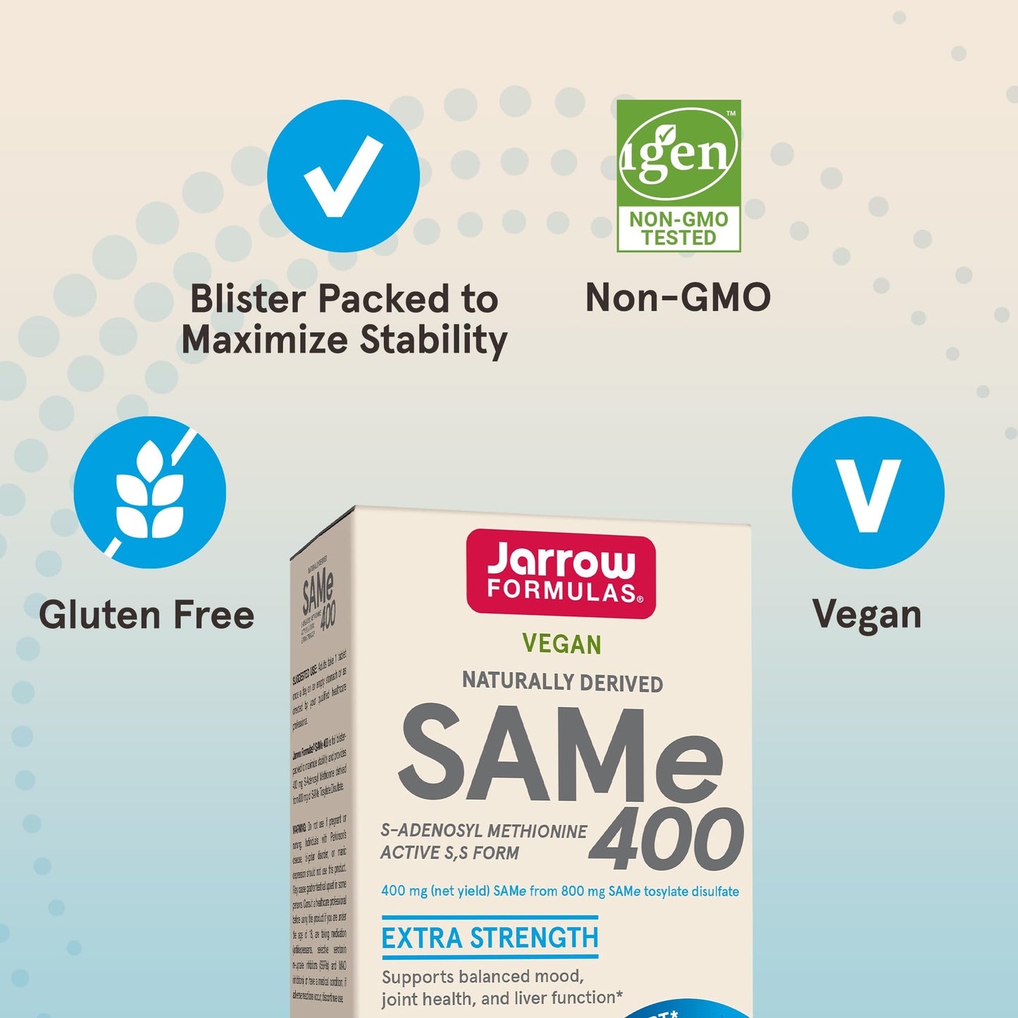 Pre-Order | Arrives in 5–10 Days – Jarrow Formulas SAMe 400 mg, Supports Joint Health, Liver Function, Brain Metabolism, 60 Tablets, Up To a 60 Day Supply