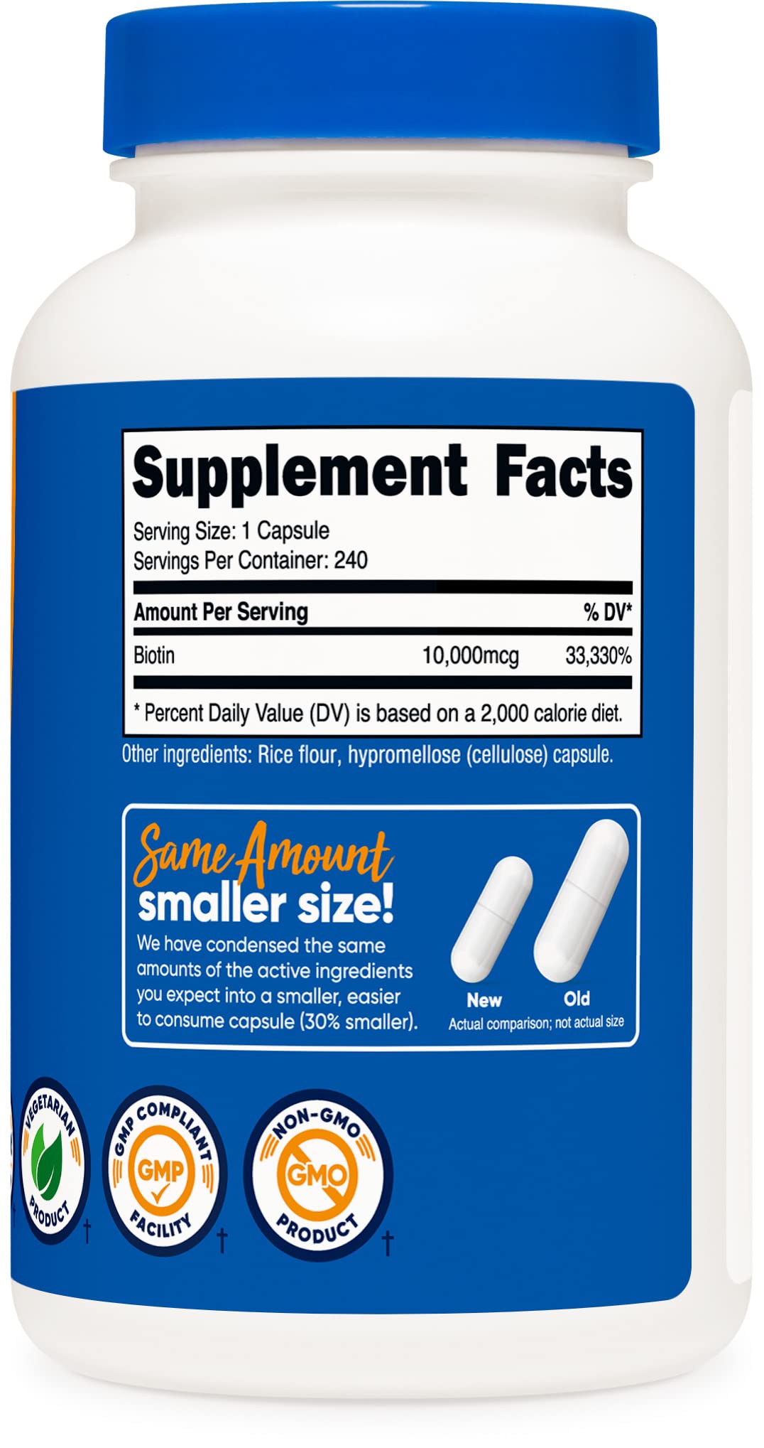 Pre-Order | Arrives in 5–10 Days – Nutricost Biotin (Vitamin B7) 10,000mcg (10mg), 240 Caps (2 Bottles) - Non-GMO, Gluten Free