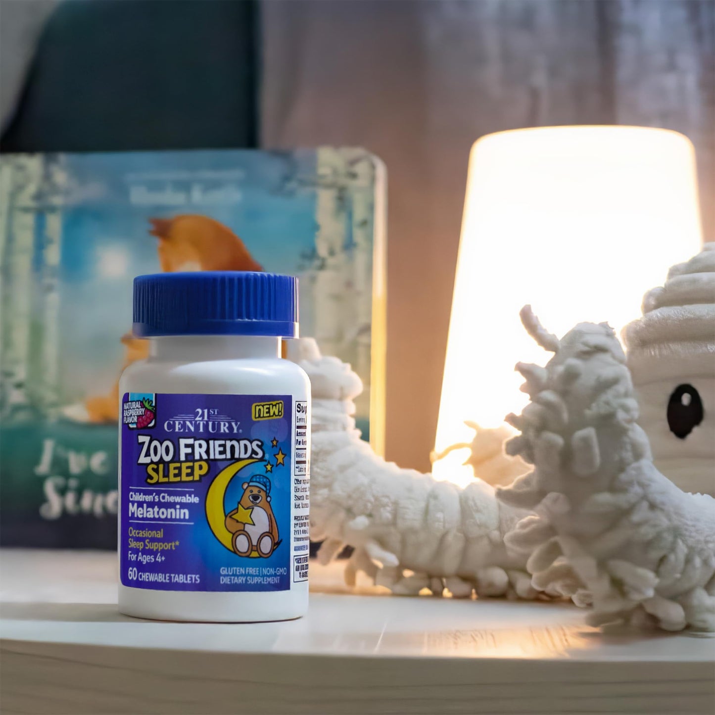 Pre-Order | Arrives in 5–10 Days – 21st Century Zoo Friends Sleep Chewable Melatonin, Raspberry Flavor, 60 Count