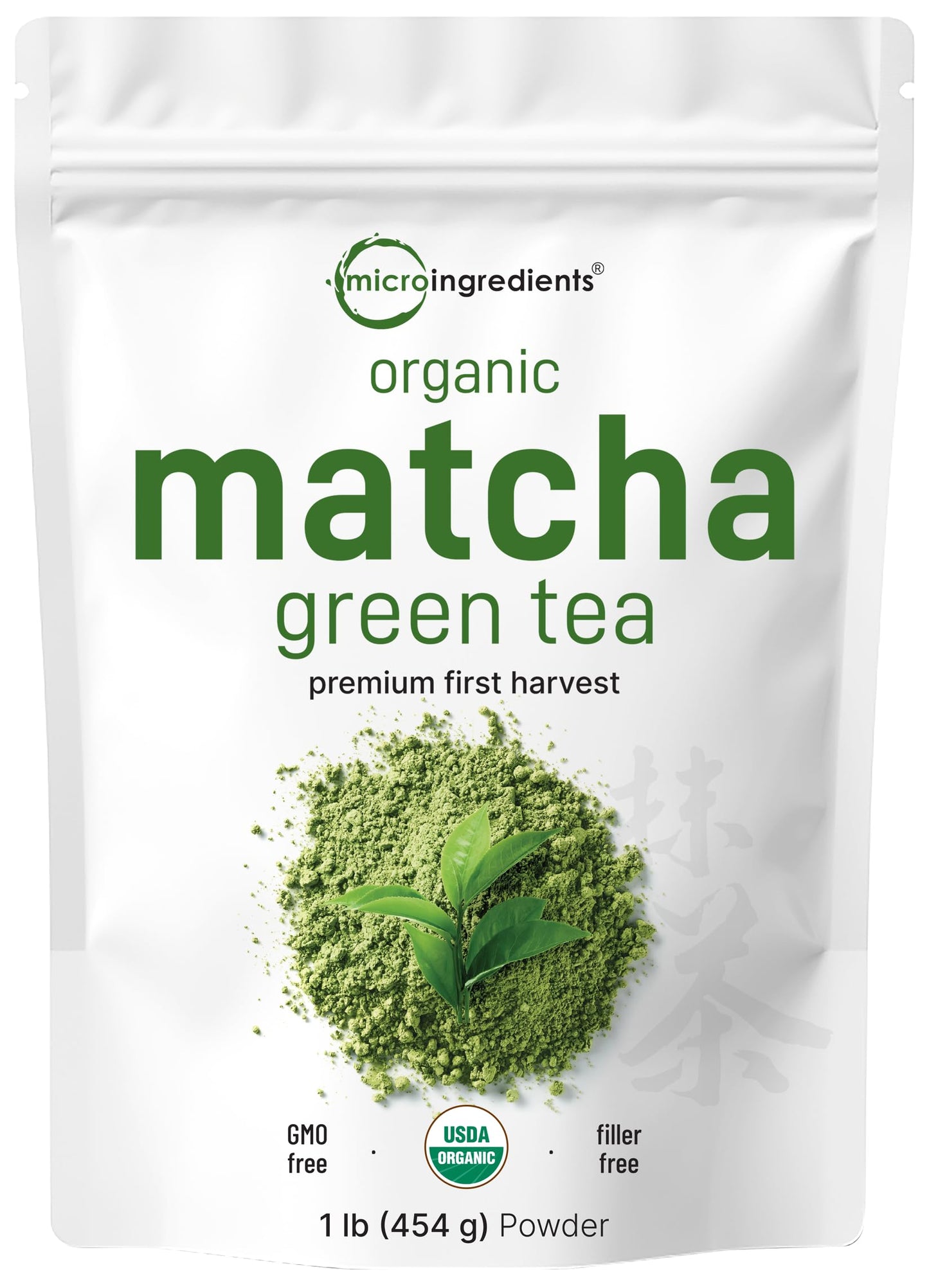Pre-Order | Arrives in 5–10 Days – Micro Ingredients Organic Matcha Green Tea Powder, 1lb | Premium First Harvest Japanese for Daily Beverage | 100% Pure Culinary Grade | No Sugar, Eco-Friendly Recyclable Bags