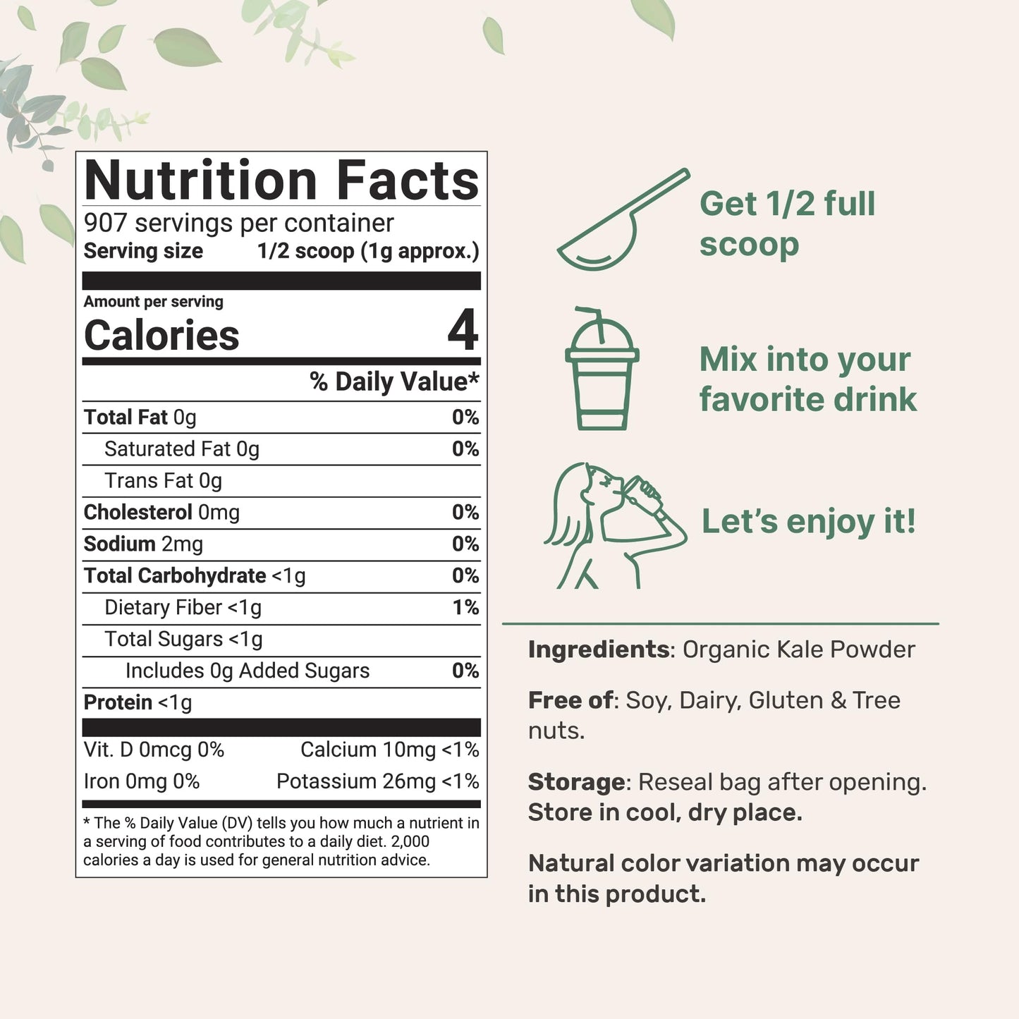 Pre-Order | Arrives in 5–10 Days – Sustainably US Grown, Organic Kale Powder, 2 Pounds | Fresh Freeze Dried Source | Nutrient-Dense Greens Superfood | Kale Tea and Green Drink Mix | 907 Servings, No GMOs, Vegan Friendly