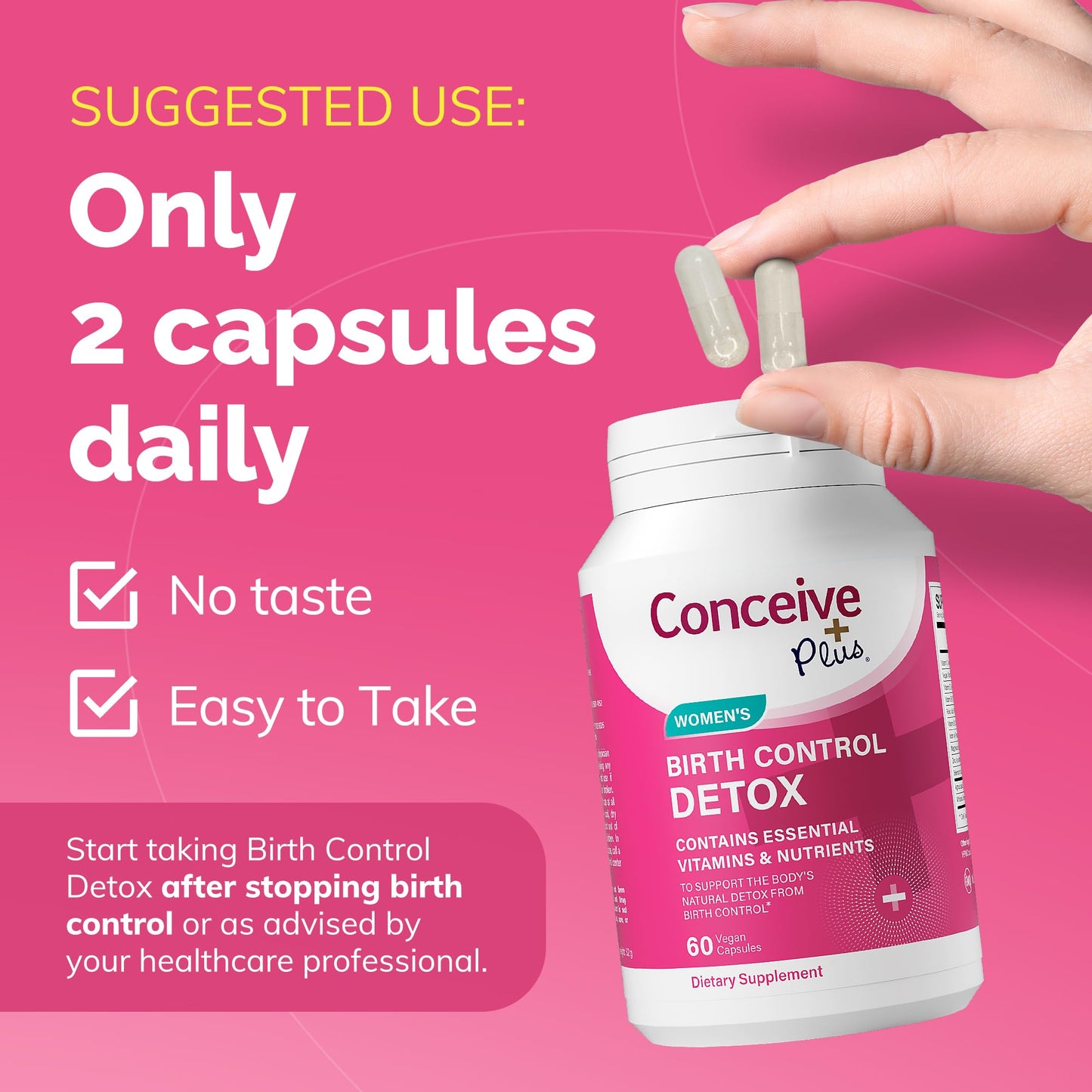 Pre-Order | Arrives in 5–10 Days – CONCEIVE PLUS Birth Control Detox Supplement - Prenatal Vitamins Best for Women - Support Hormone Balance & Ovarian Health - Essential for Women Trying to Conceive - Dietary Supplements - 60 Capsules
