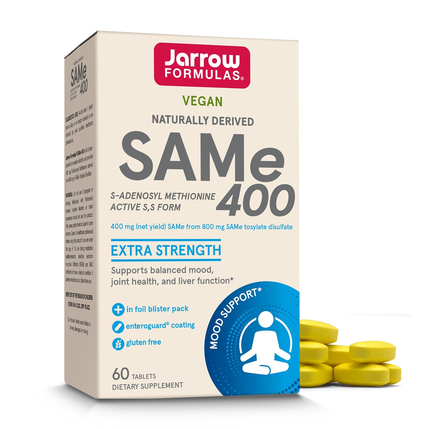Pre-Order | Arrives in 5–10 Days – Jarrow Formulas SAMe 400 mg, Supports Joint Health, Liver Function, Brain Metabolism, 60 Tablets, Up To a 60 Day Supply