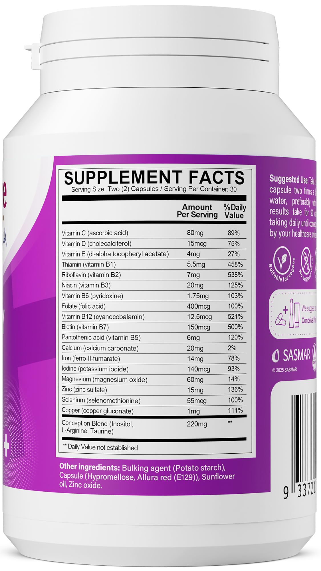Pre-Order | Arrives in 5–10 Days – CONCEIVE PLUS Women's Fertility Support: Conception Prenatal Supplements for Her, Aids Hormonal Balance, & Regular Cycles - Folic Acid, B12, Zinc, Biotin, Non-GMO - 60 Vegetarian Soft Capsules