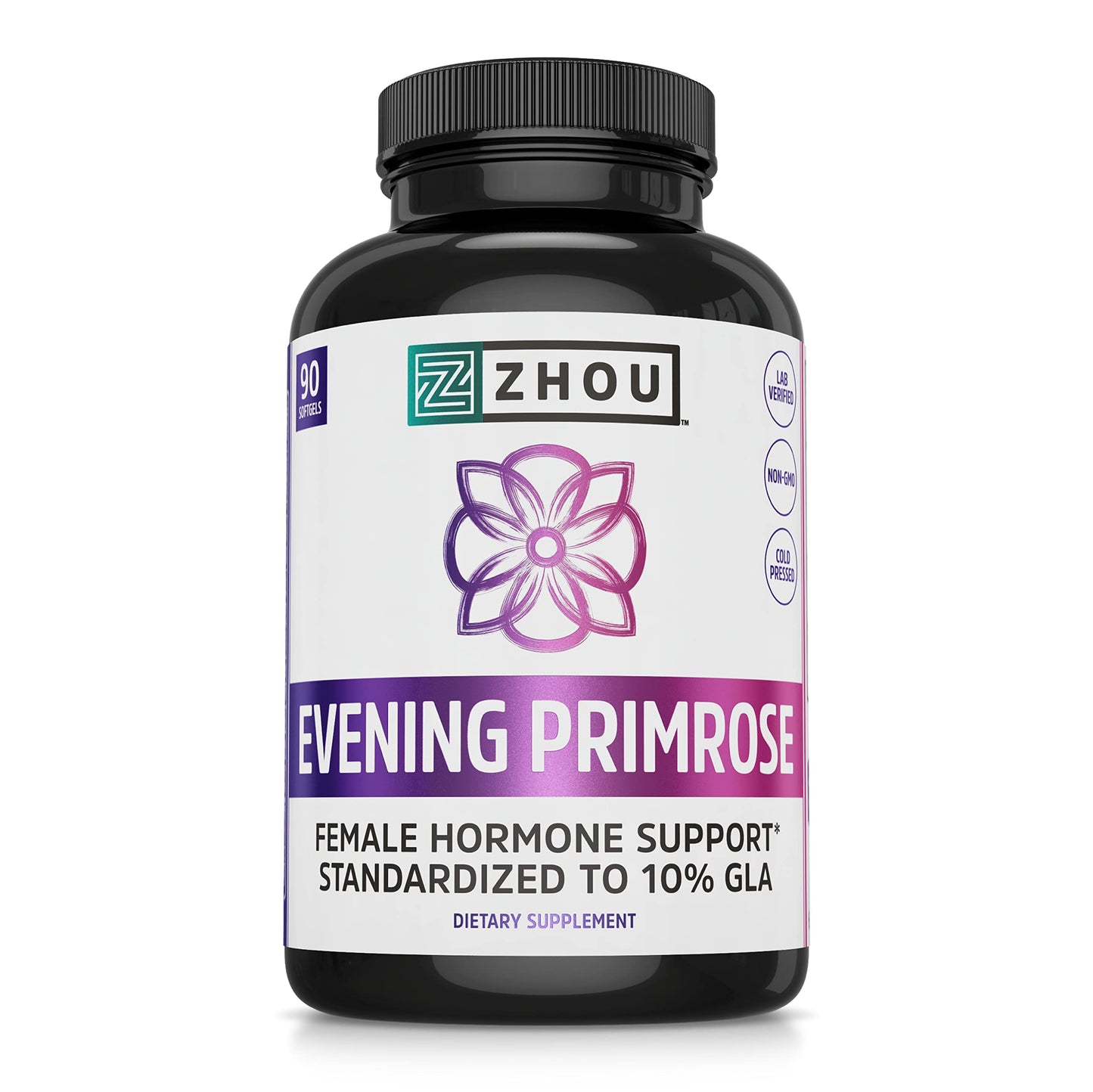 Pre-Order | Arrives in 5–10 Days – Zhou Evening Primrose - Everning Primrose Oil for Women, Primrose Oil Capsules with 1400 mg Per Softgel for Skin and Hormone Support, Standardized to 10% GLA - 90 Softgels