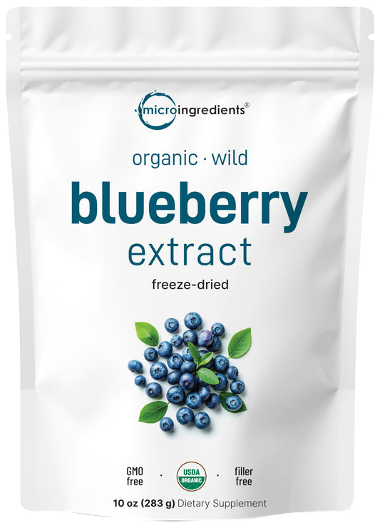 Pre-Order | Arrives in 5–10 Days – Organic Blueberry Extract Powder, 10oz | 100% Natural Fruit Powder | Freeze-Dried Wild Blueberries Source | No Sugar & Additives | Great Flavor for Drinks, Smoothie, & Beverages | Non-GMO & Vegan