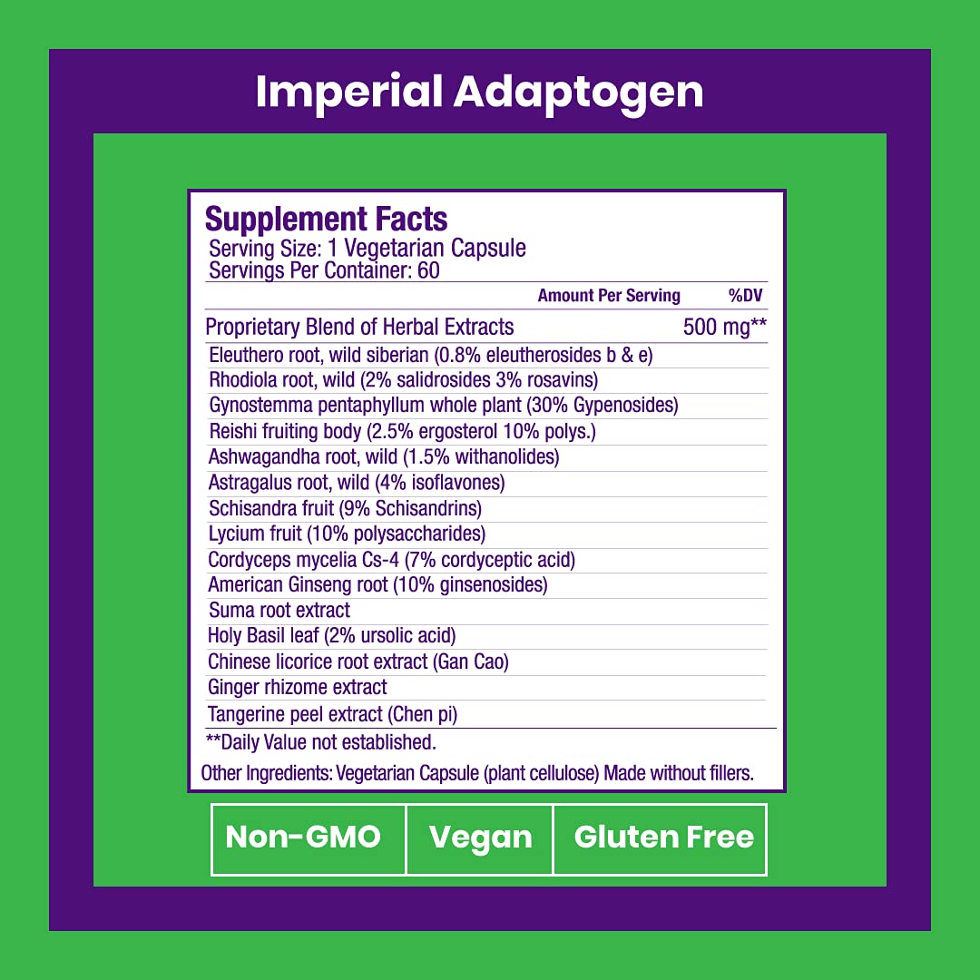 Pre-Order | Arrives in 5–10 Days – Paradise Herbs, Imperial Adaptogens, with Ashwagandha, Astragalus, Rhodiola, Proprietary Adaptogen Blend for Stress Support, Focus & Energy, 60 Vegetarian Capsules