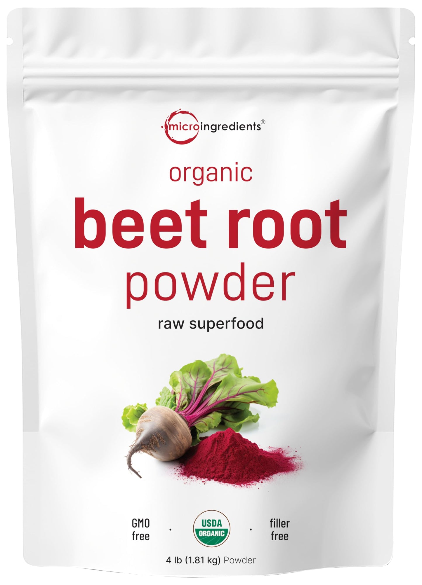 Pre-Order | Arrives in 5–10 Days – Organic Beet Root Powder, 4 Pounds | Cold Pressed, Water Soluble, High Concentrated Raw Beet Supplement | Superfood Drink Mix | Non-GMO, Vegan Friendly, Plant Based