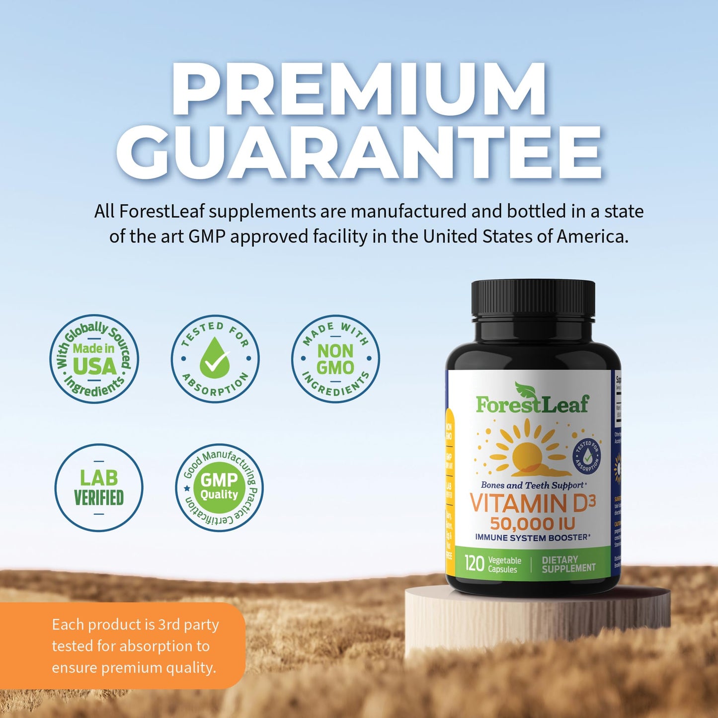 Pre-Order | Arrives in 5–10 Days – ForestLeaf Vitamin D3 50,000 IU | VIT D - VIT D3 Vitamin D Supplement for Women and Men | Bone Health, Teeth, Immune Support | Easy to Swallow Pills | High Potency WEEKLY Dose, 2-Year Supply, 120 Caps