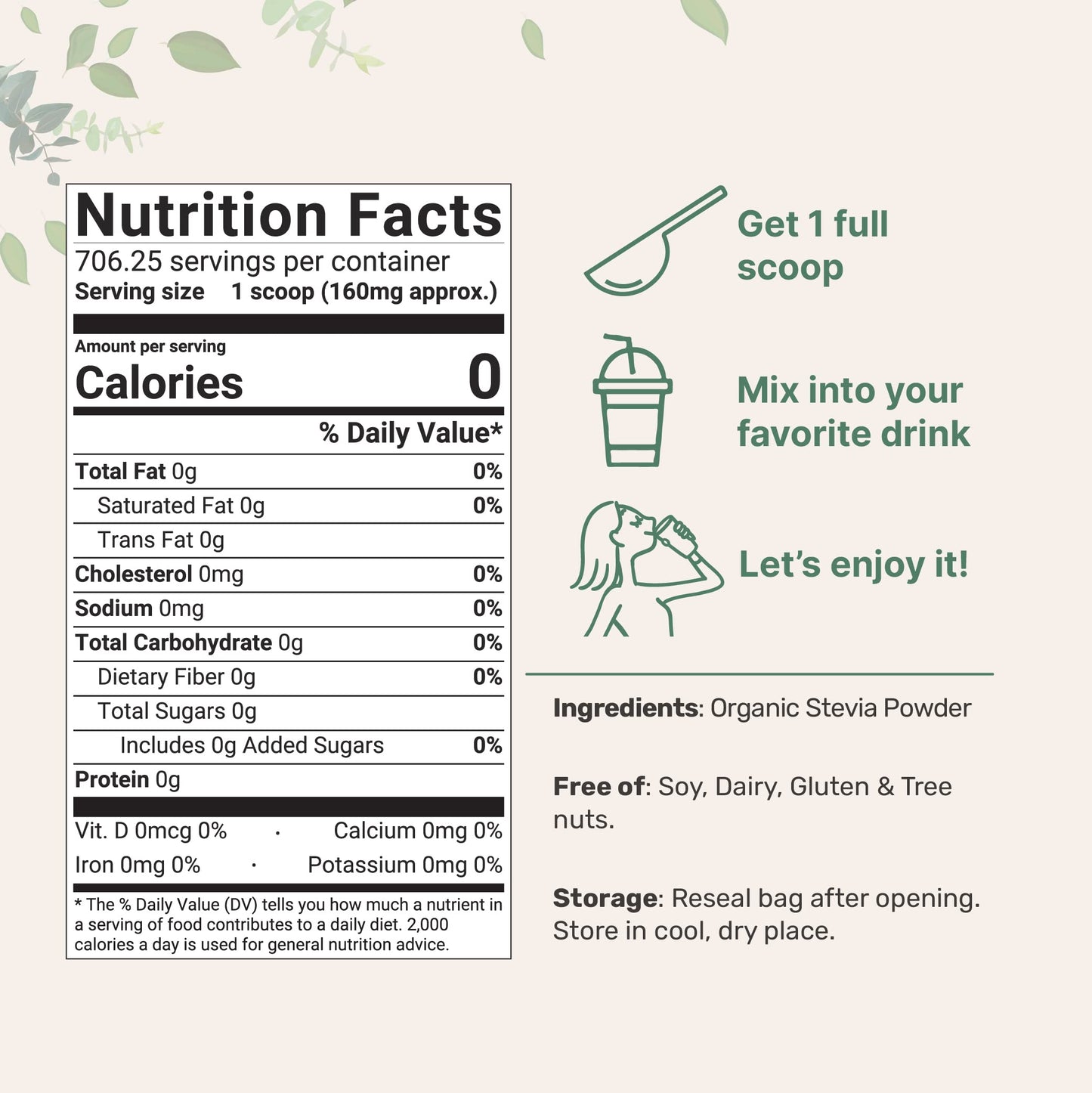 Pre-Order | Arrives in 5–10 Days – Pure Organic Stevia Powder, 4 Ounces, 706 Serving, Highest Grade Stevia Green Leaf Extract Reb-A, Reduced Bitter Aftertaste, 0 Calorie, Natural Sweetener, Sugar Alternative, Keto Friendly