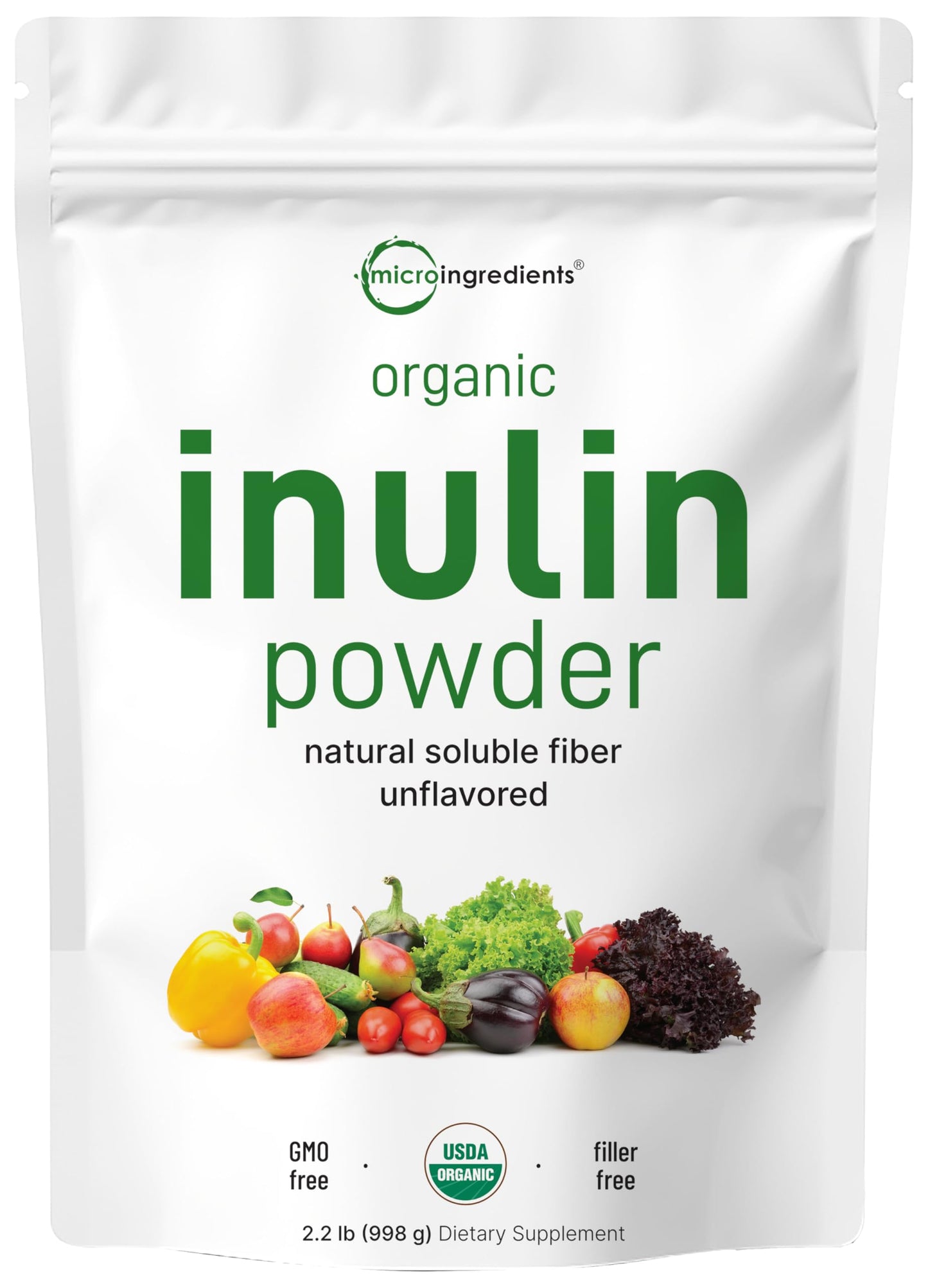 Pre-Order | Arrives in 5–10 Days – Organic Inulin FOS Powder (Jerusalem Artichoke), 2.2 Pounds (35 Ounce), Quick Water Soluble, Prebiotic Intestinal Support for Colon and Gut Health, Natural Fibers for Smoothie & Drinks, Vegan Friendly