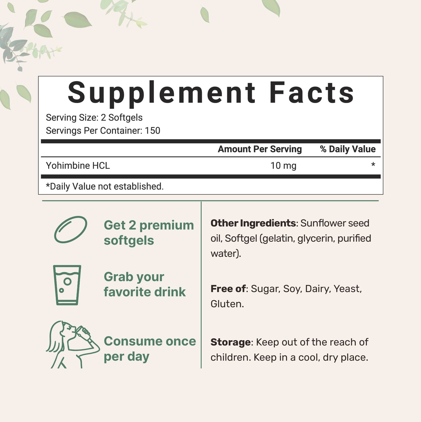 Pre-Order | Arrives in 5–10 Days – Double Strength Yohimbine Supplements for Men and Women, 10mg Per Serving, 300 Softgels, Yohimbine HCL with Virgin Sunflower Seed Oil for Better Absorption, Supports Energy Production, African Raw