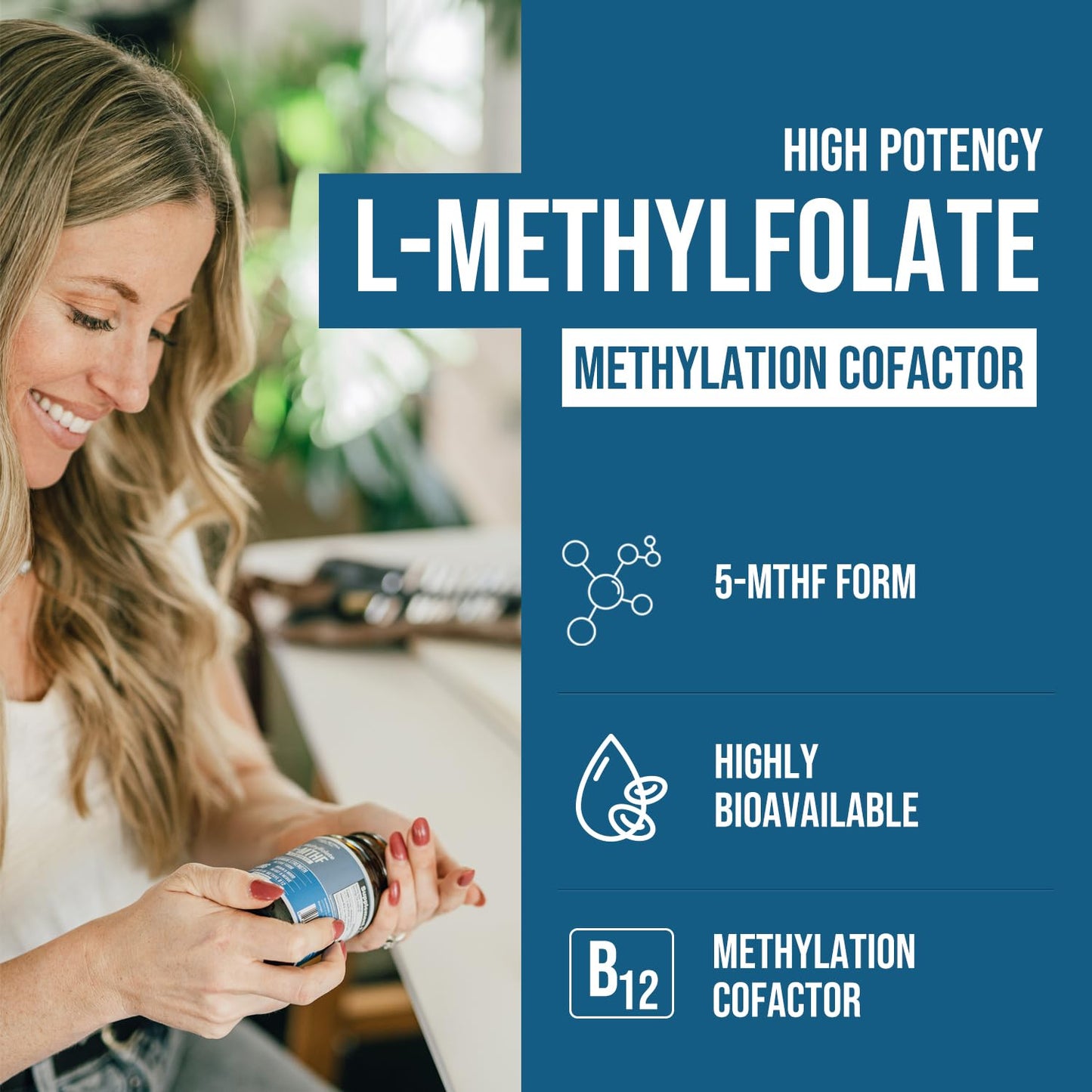 Pre-Order | Arrives in 5–10 Days –
L Methyl Folate 1000 mcg Plus Methyl B12 Cofactor – Active 5-MTHF Form - Supports Mood, Methylation, Cognition – Highly Bioavailable Bioactive Forms of Vitamin B9 & B12 (60 Capsules – 60 Servings)