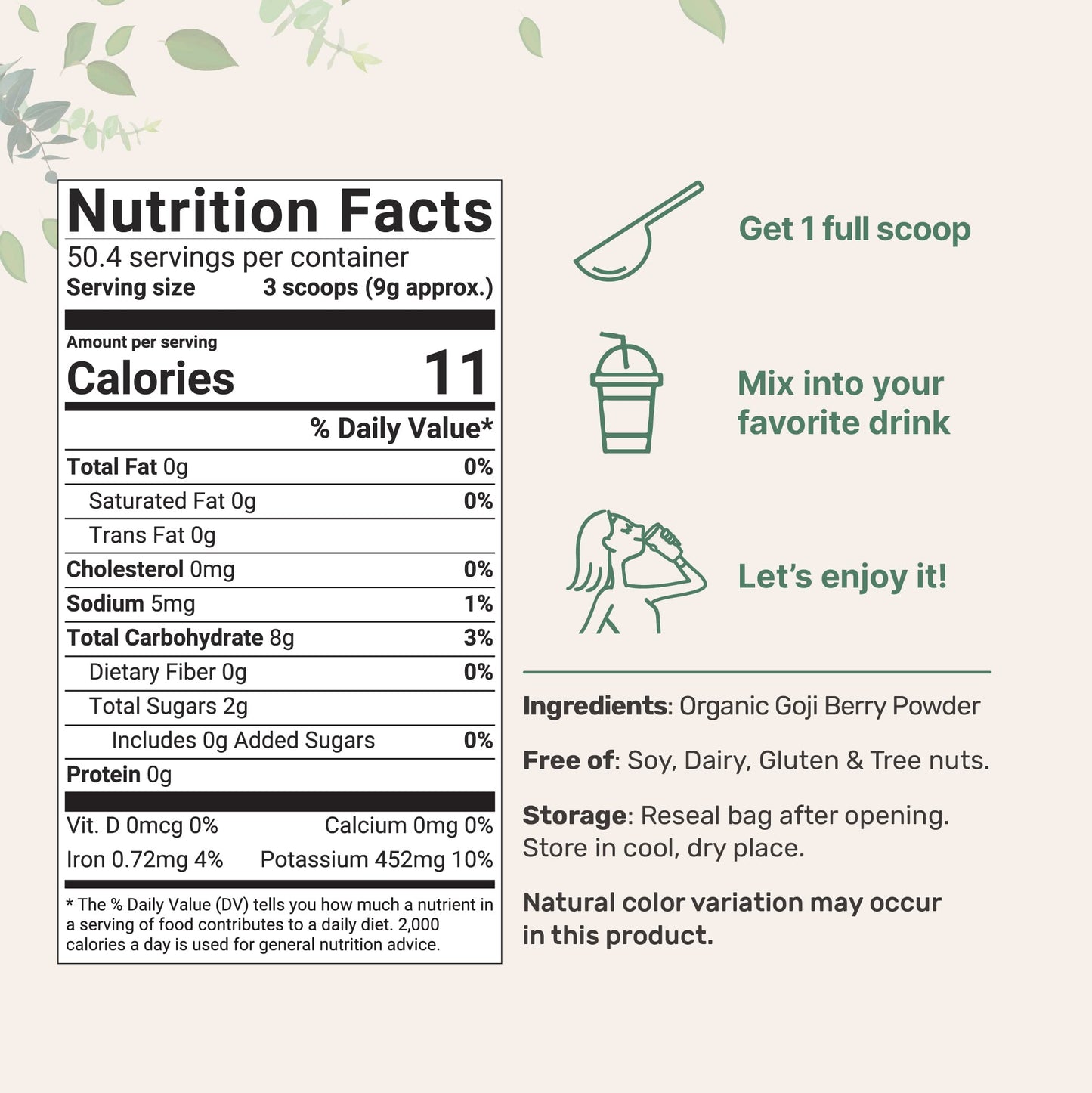 Pre-Order | Arrives in 5–10 Days – Organic Goji Powder, 16 Ounces | 100% Natural Fruit Source | Sulfate & Additive Free | Great Flavor for Drinks, Snacks, & Beverages | Non-GMO & Vegan