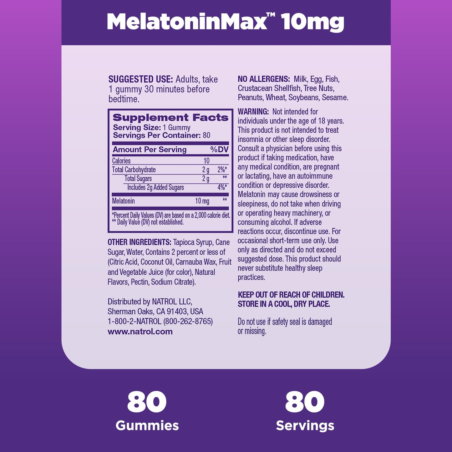Pre-Order | Arrives in 5–10 Days – Natrol Melatonin 10mg Sleep Aid Supplement, 80 Count MelatoninMax Gummies, Blueberry Flavor, 10 mg Melatonin Gummies for Occasional Sleeplessness, 80 Day Supply