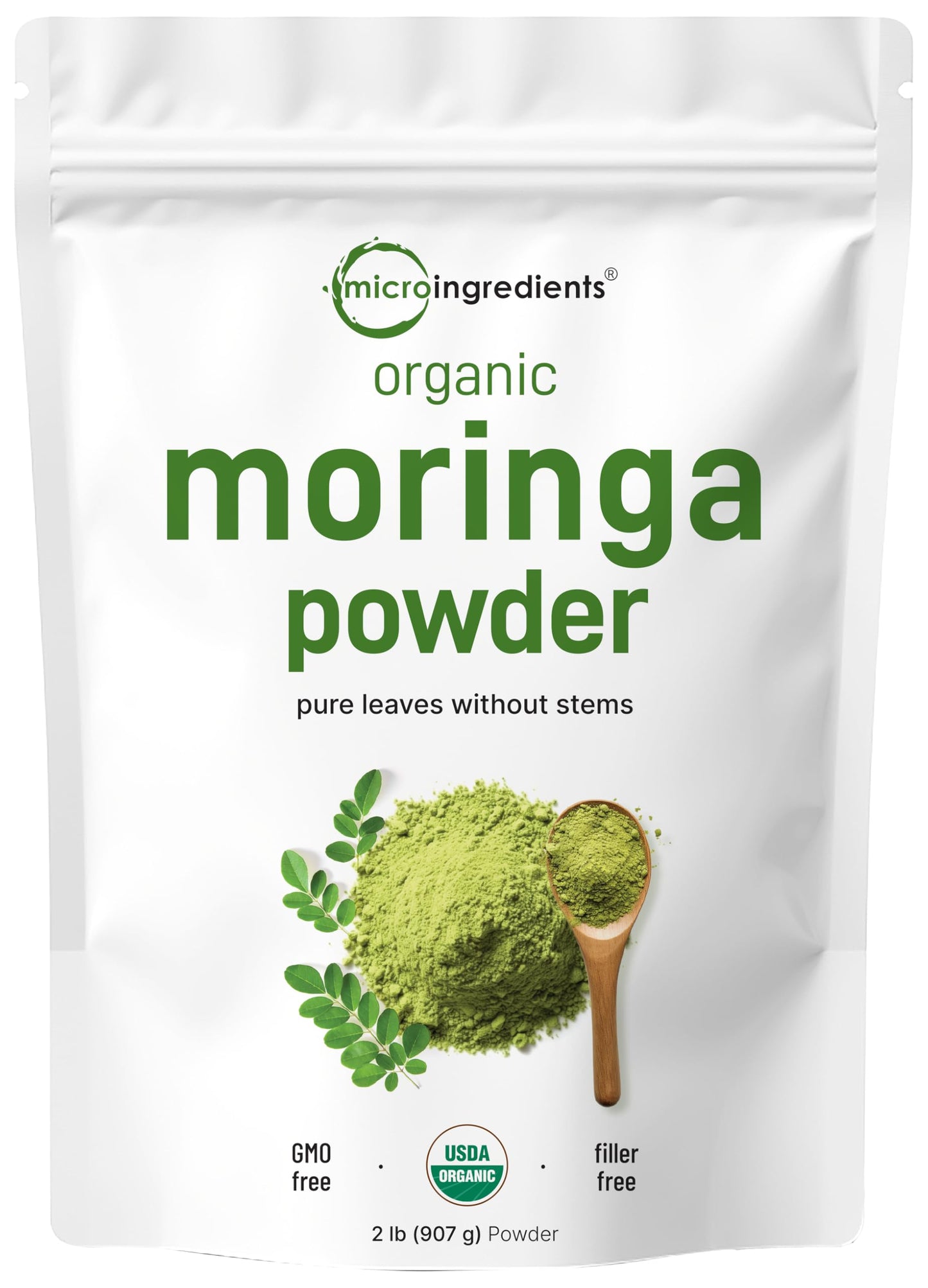 Pre-Order | Arrives in 5–10 Days – Organic Moringa Oleifera Leaf Powder, 2 Pounds, Rich in Antioxidants and Immune Vitamin, Great Superfoods for Moringa Tea, Moringa Drink, India Grown, Vegan