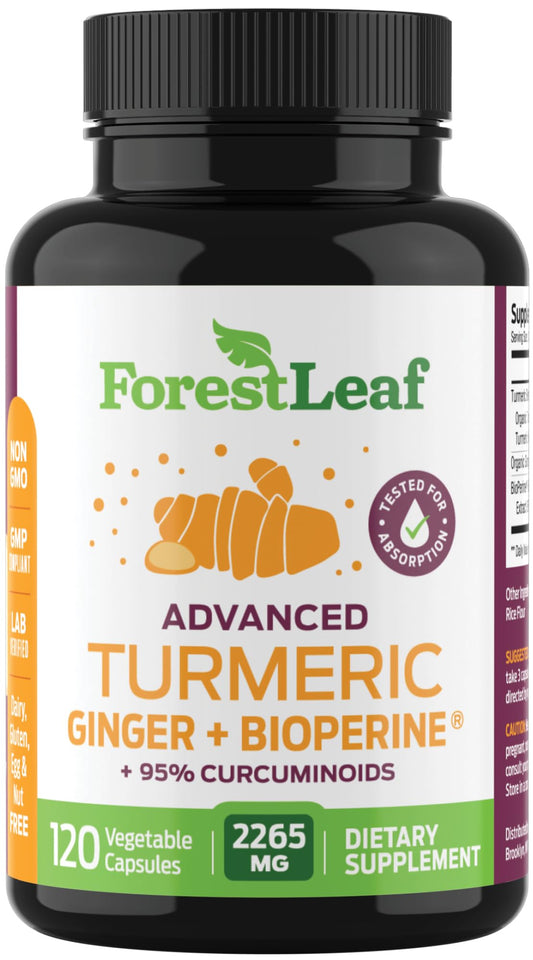 Pre-Order | Arrives in 5–10 Days – Organic Turmeric Supplement Extra Strength 2265mg - Turmeric Curcumin Supplement w/BioPerine Black Pepper - Tumeric and Ginger Supplements, 95% Curcuminoids, Supports Immune & Joint Health, 120 Caps