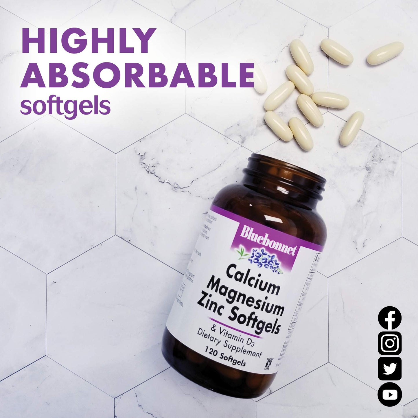 Pre-Order | Arrives in 5–10 Days – Bluebonnet Nutrition Calcium Magnesium Zinc Plus Vitamin D3, 1000 mg of Calcium, 500 mg of Magnesium and 15 mg of Zinc, 400IU Vitamin D3, For Strong Healthy Bones*, Gluten-Free, Dairy-Fee, 120 softgel