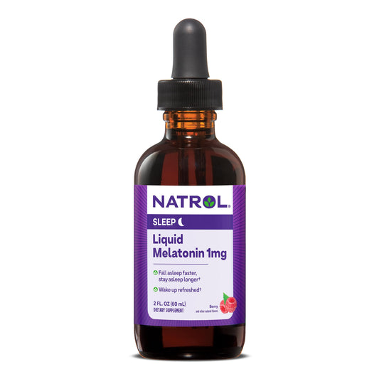 Pre-Order | Arrives in 5–10 Days – Natrol Liquid Melatonin 1mg, Berry-Flavored Dietary Supplement for Restful Sleep, 2 Fl Oz, 15 Servings