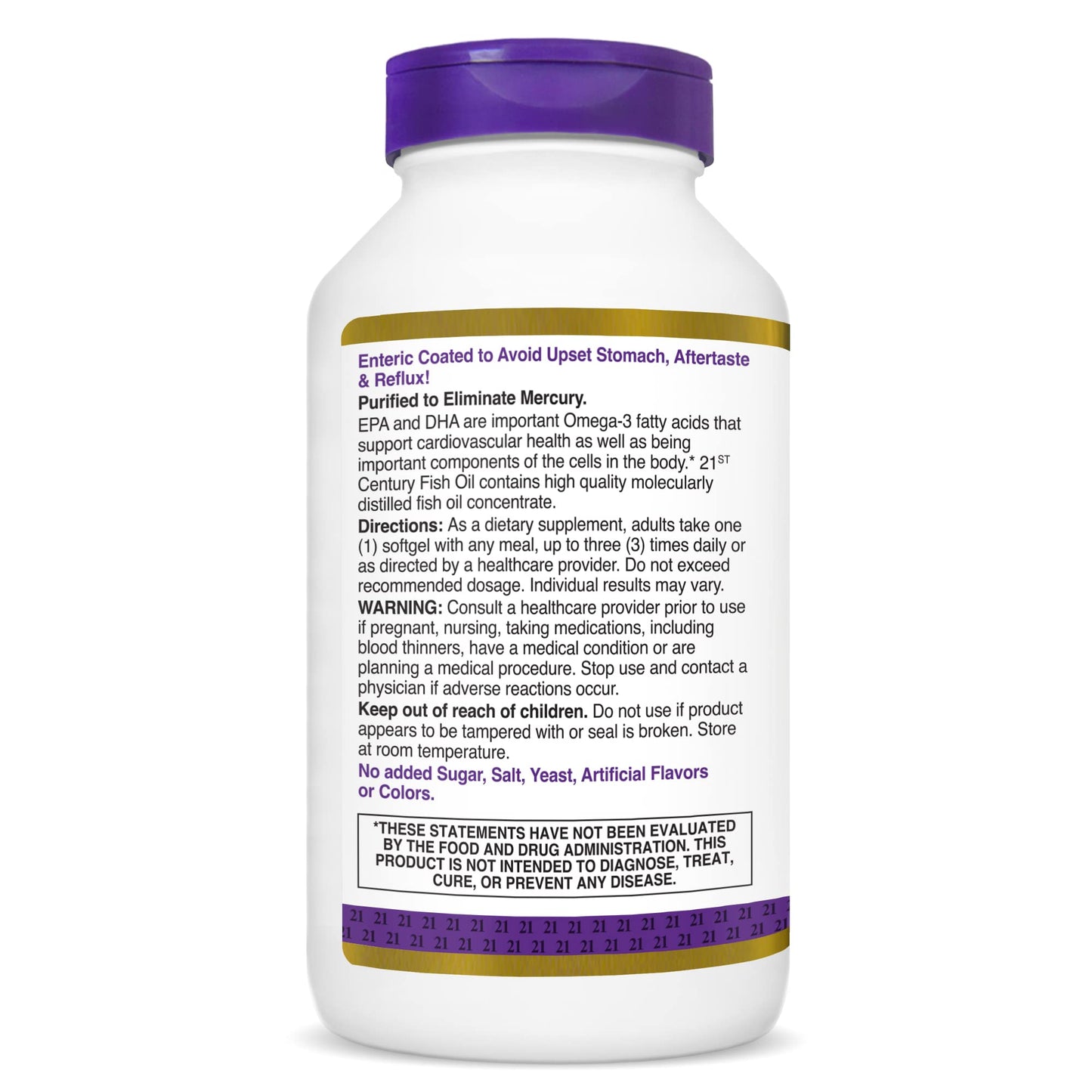 Pre-Order | Arrives in 5–10 Days – 21st Century Fish Oil 1000 Mg Enteric Coated Softgels, 180Count