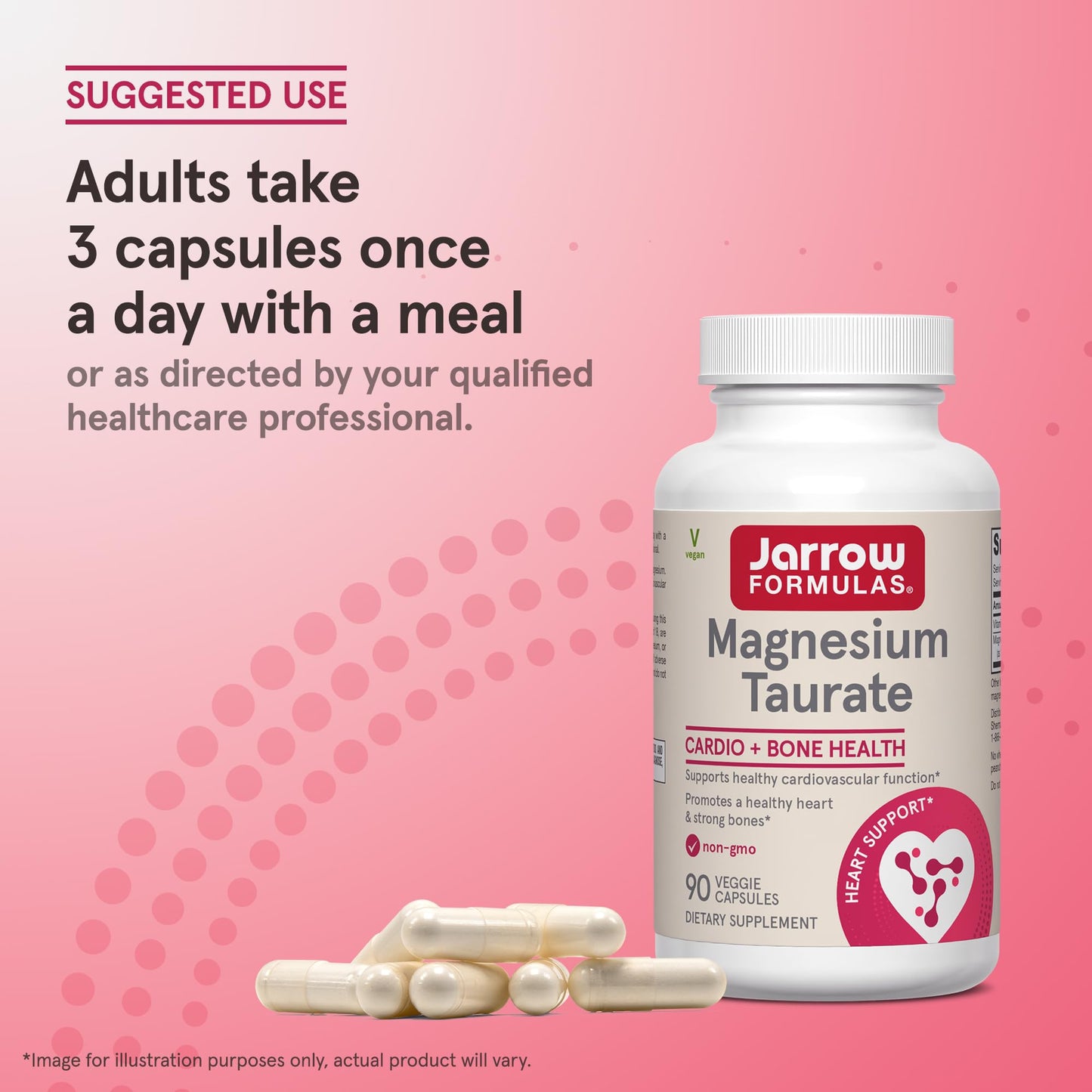 Pre-Order | Arrives in 5–10 Days – Jarrow Formulas Magnesium Taurate, Dietary Supplement, Supports Cardio and Bone Health, 300 mg per Servings, 90 Veggie Capsules, Up to a 30 Day Supply