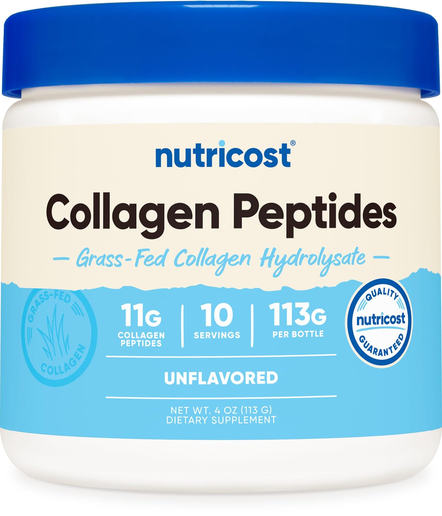 Pre-Order | Arrives in 5–10 Days – Nutricost Grass-Fed Collagen Powder 4 oz (Unflavored) Type I, Type III Collagen - Gluten Free and Non-GMO