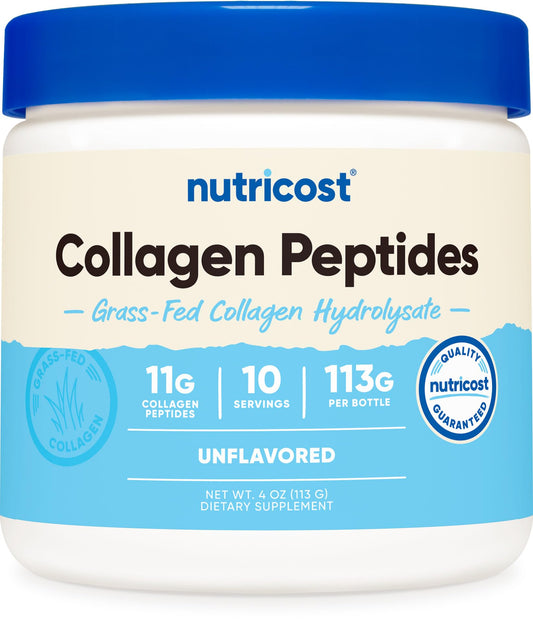 Pre-Order | Arrives in 5–10 Days – Nutricost Grass-Fed Collagen Powder 4 oz (Unflavored) Type I, Type III Collagen - Gluten Free and Non-GMO